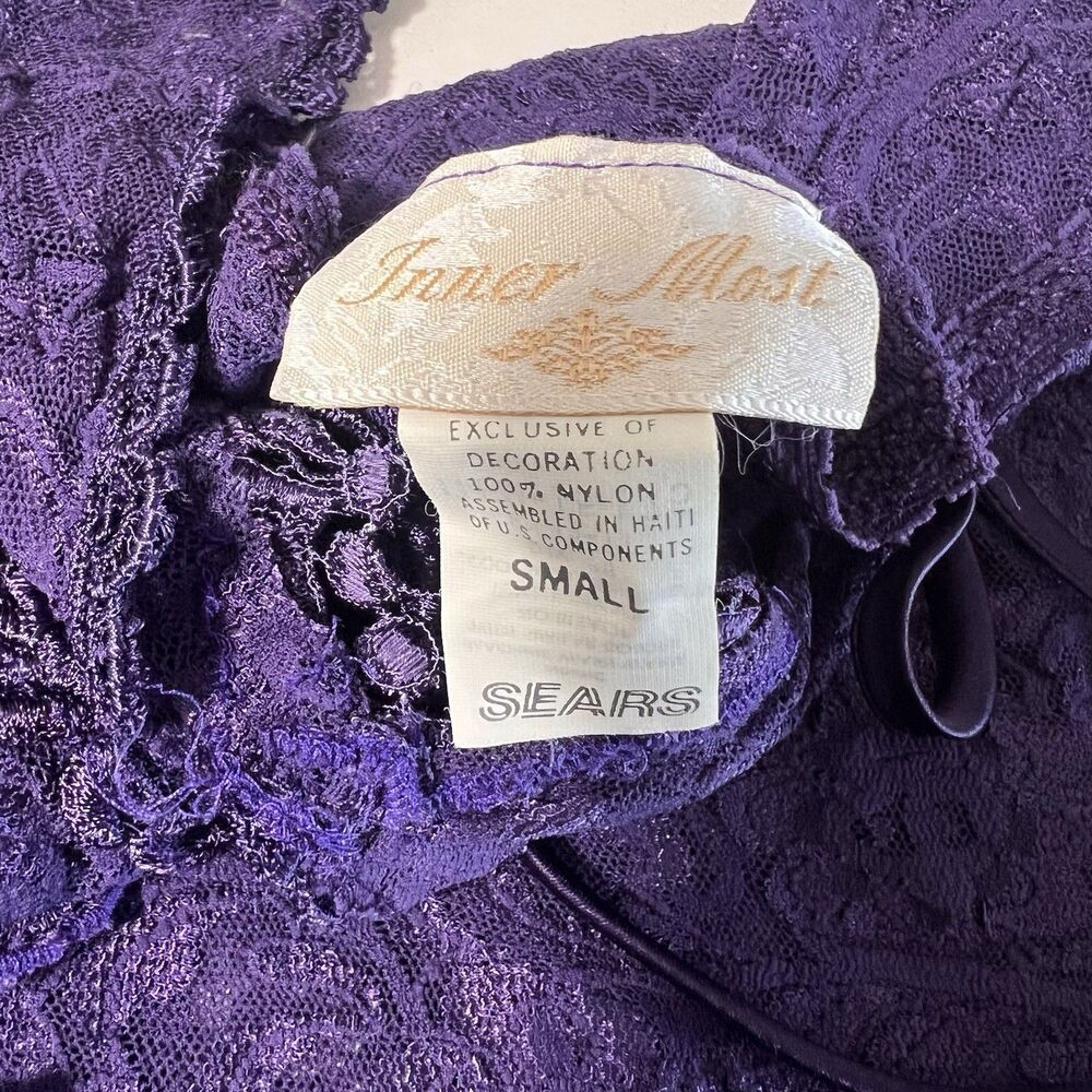 Vintage Sears Babydoll Camisole‎ Womens S Purple Lace Negligee Ethereal Fairy - Picture 3 of 7
